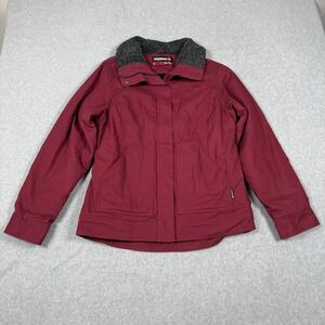 Wolverine Womens Canvas Sherpa Collar Work Jacket Burgundy Red Small Farm